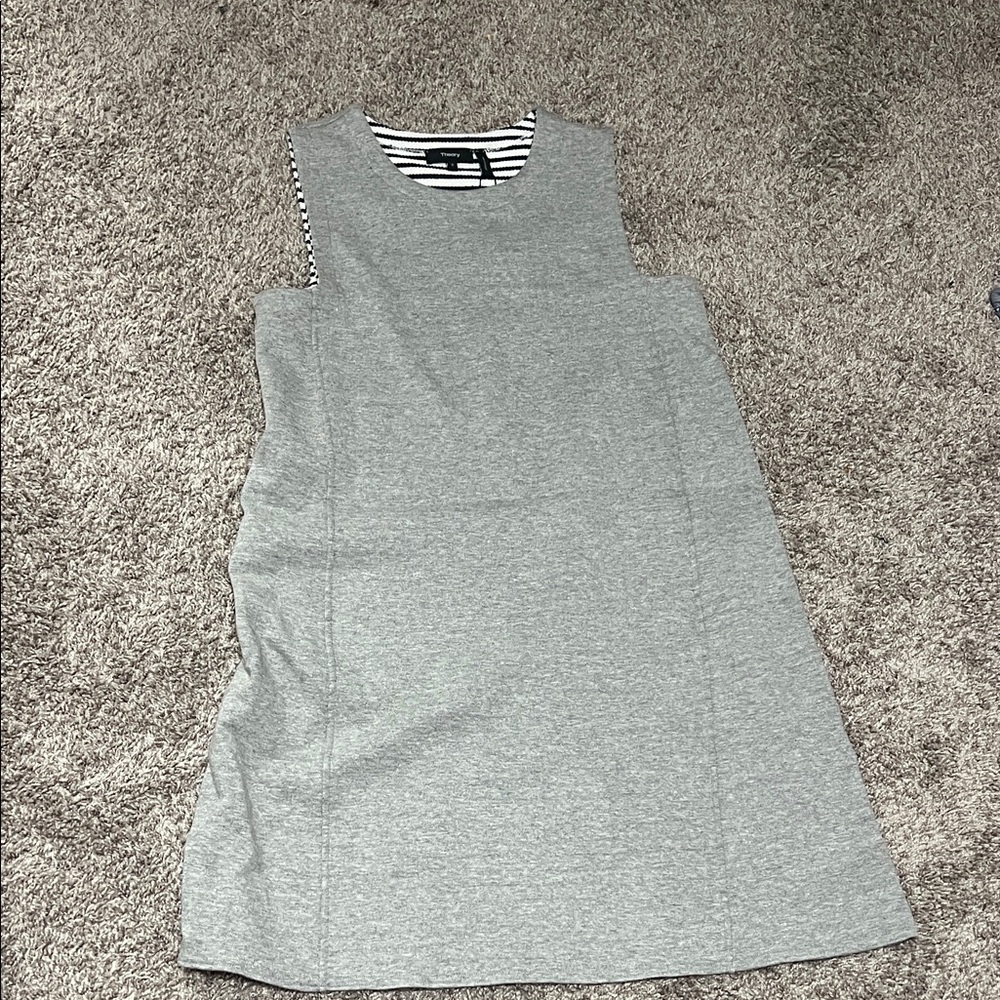 Theory Gray Dress with Striped Detail